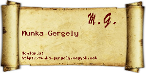 Munka Gergely névjegykártya